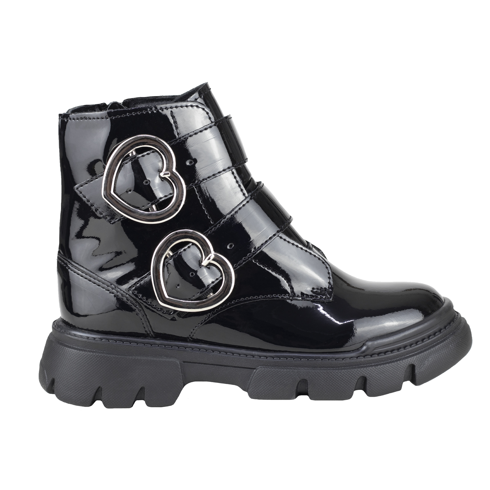 Bota Negra De Charol Urbanas Para Niña Karsten 643051-A Con Plataforma
