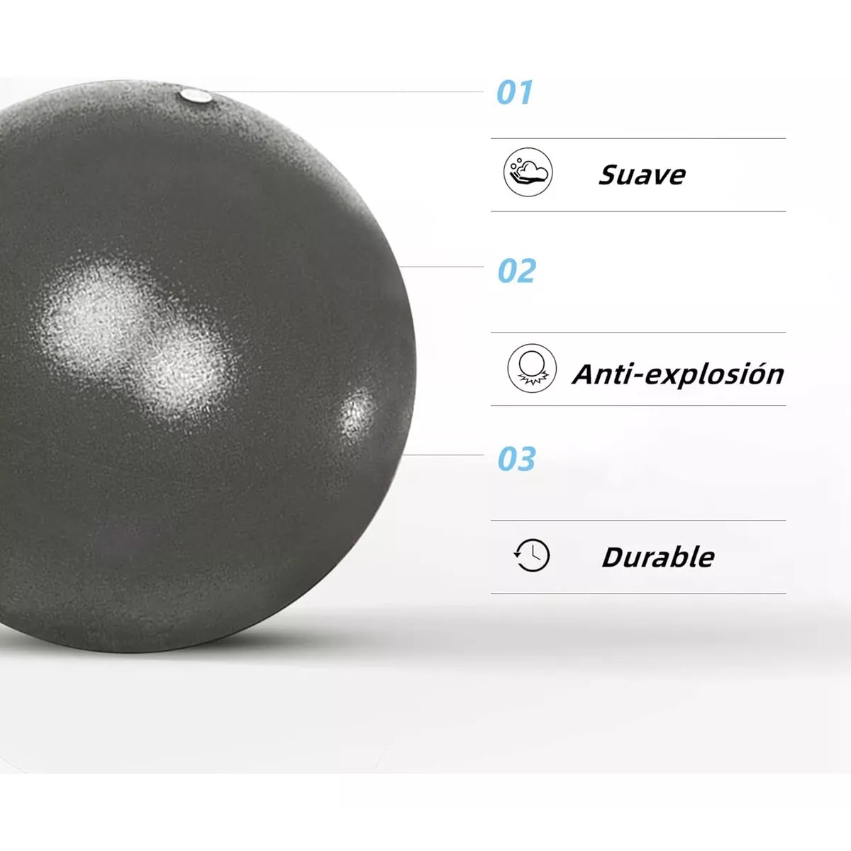 Mini Pelota Sportisimo Para Pilates Yoga De 25 Cm Ejercicio Color Negro
