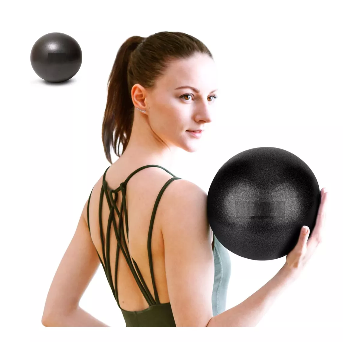 Mini Pelota Sportisimo Para Pilates Yoga De 25 Cm Ejercicio Color Negro