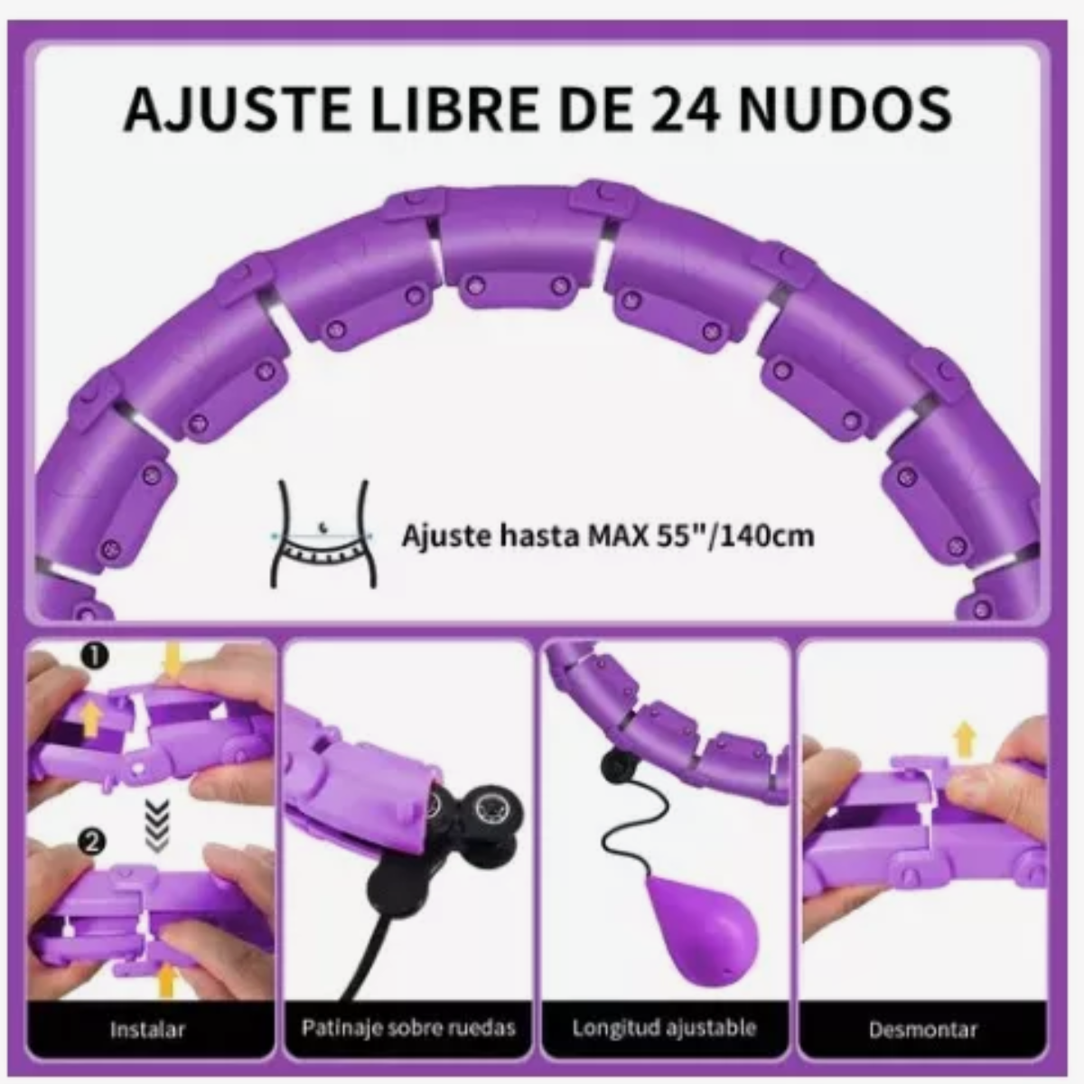Hula Hoop Fitness Ejercicio Yoga Aros Gimnasia Morado
