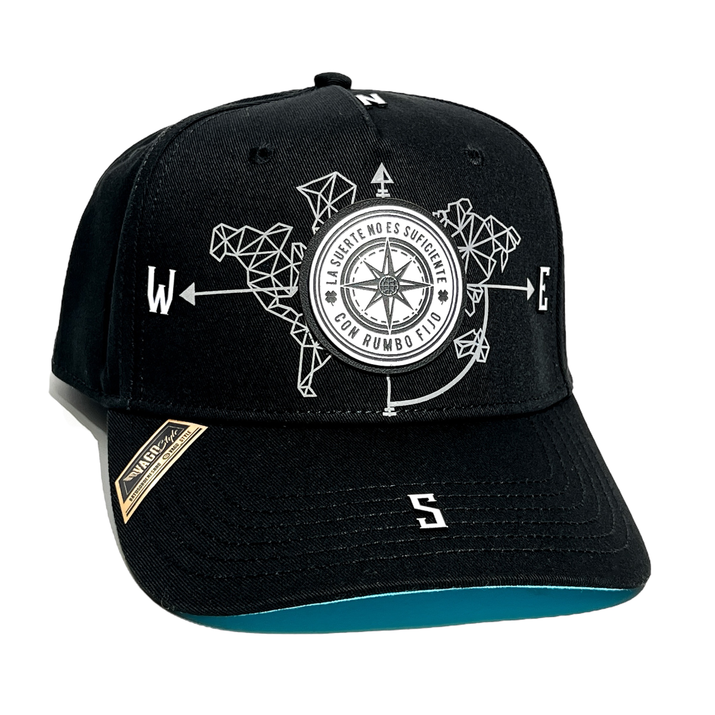 VAGO Style RUMBO FIJO White Gorra Artesanal Ng Visera Curva