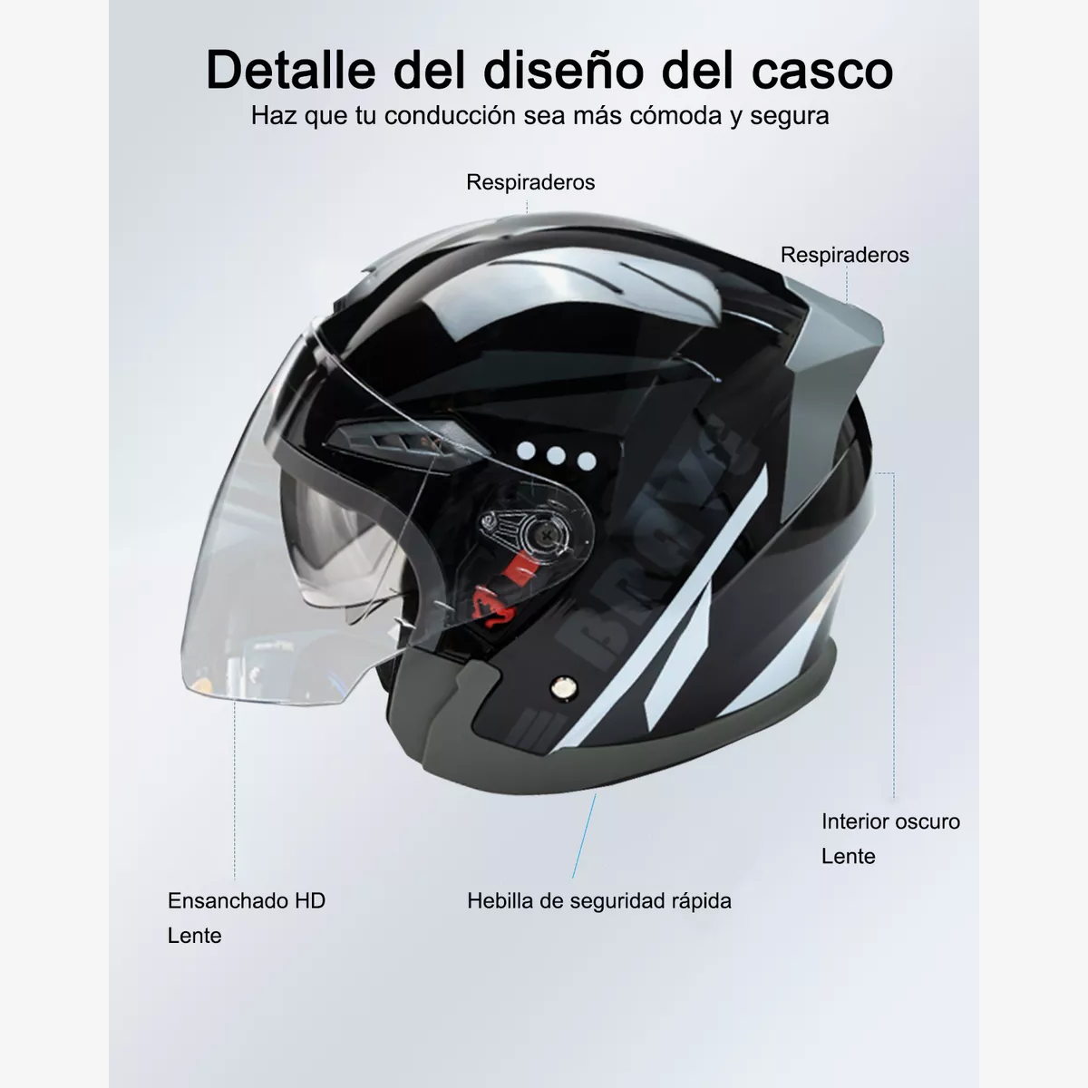 Casco Abatibles Motos Motocicleta Anti Niebla Espejo Doble