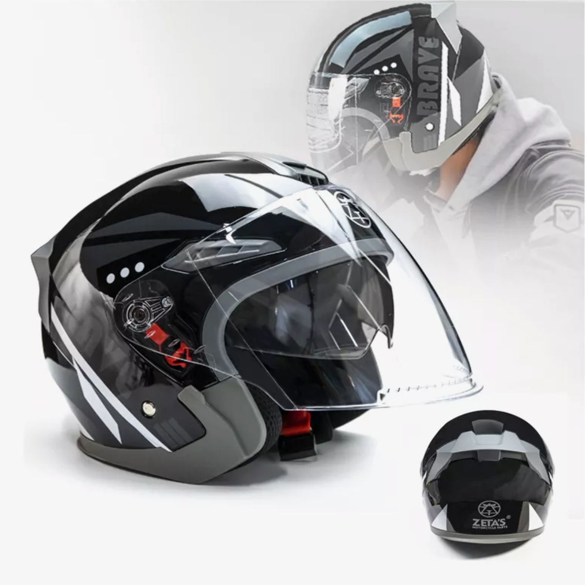 Casco Abatibles Motos Motocicleta Anti Niebla Espejo Doble