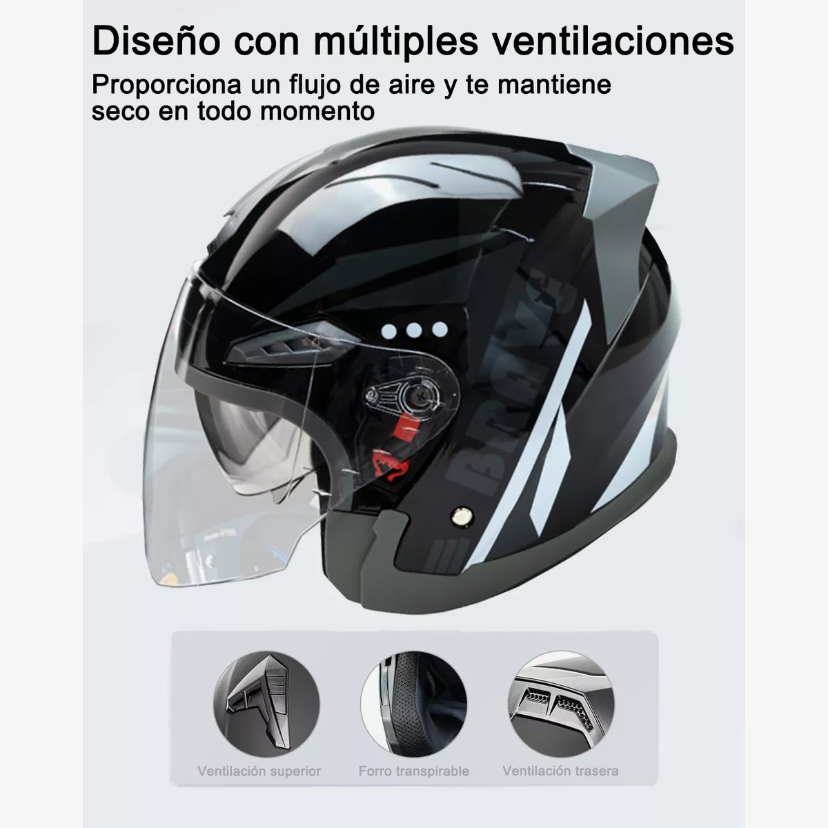 Casco Abatibles Motos Motocicleta Anti Niebla Espejo Doble