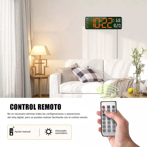 Reloj De Pared Digital Led Con Termómetro, Fecha,alarma,13in
