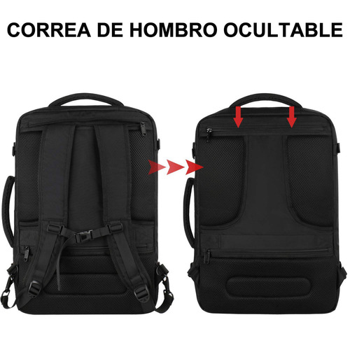 Mochila De Viaje Expandible Vancropak 40L Gran Capacidad Mochilas Hombre Viaje Aprobado Por Avión 10kg Antirrobo Impermeable Color Negra