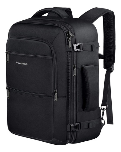 Mochila De Viaje Expandible Vancropak 40L Gran Capacidad Mochilas Hombre Viaje Aprobado Por Avión 10kg Antirrobo Impermeable Color Negra