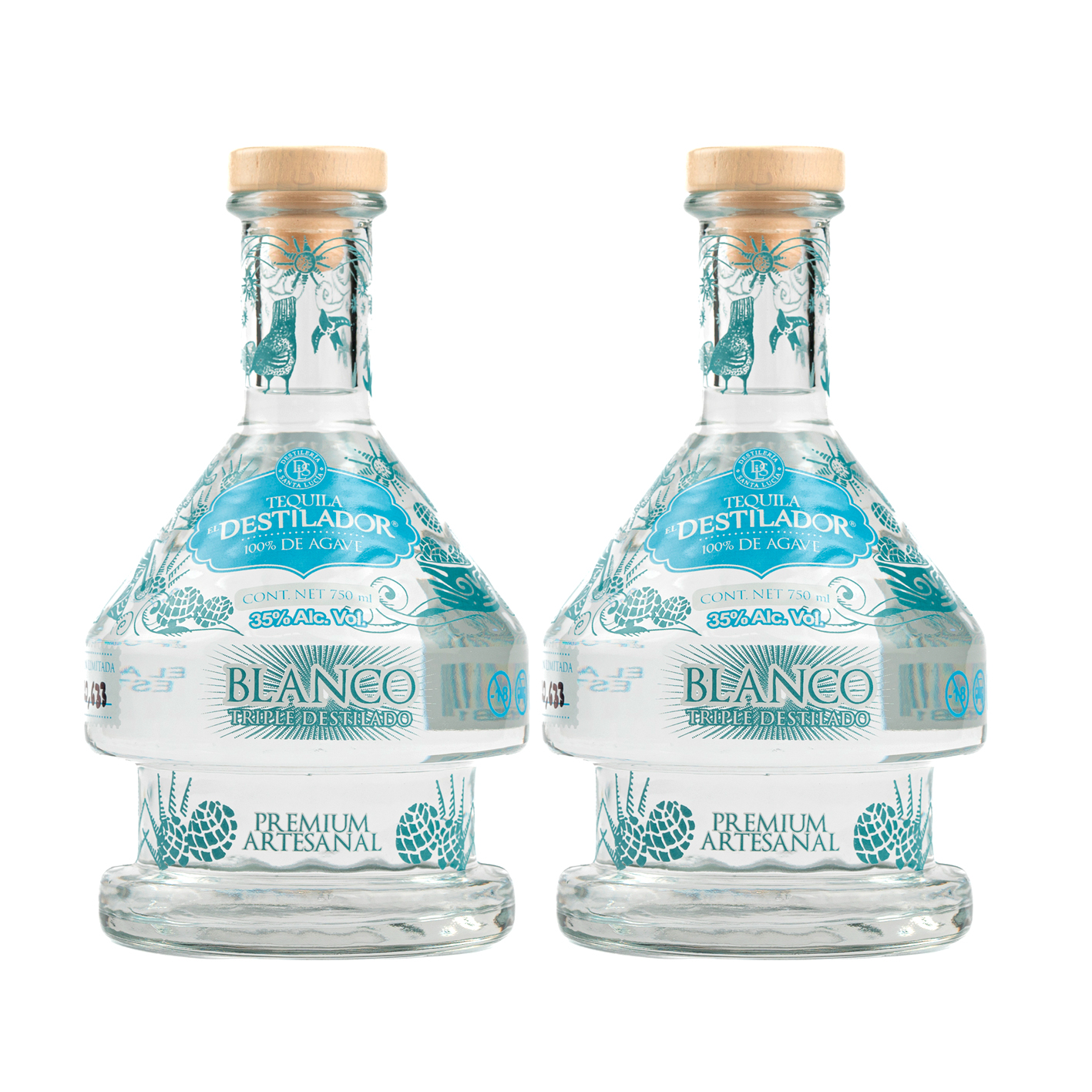 Duo Pack Tequila Destilador Blanco Triple Destilado 750ml