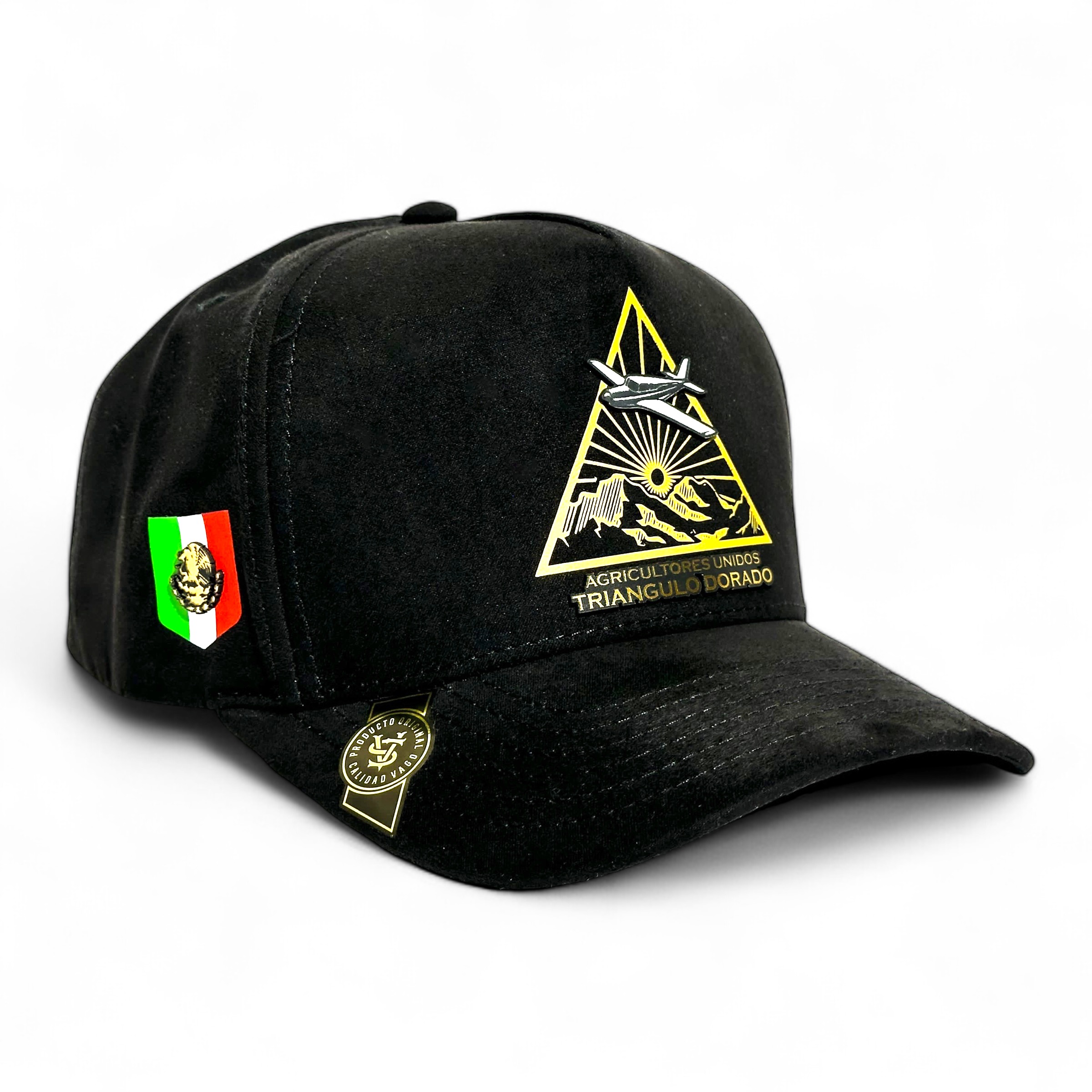 VAGO Style TRIÁNGULO DORADO Gorra Artesanal Ng Visera Curva