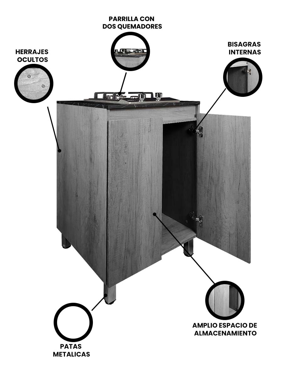 Gabinete Inferior De Cocina MARGARITA Con Parrilla De Gas