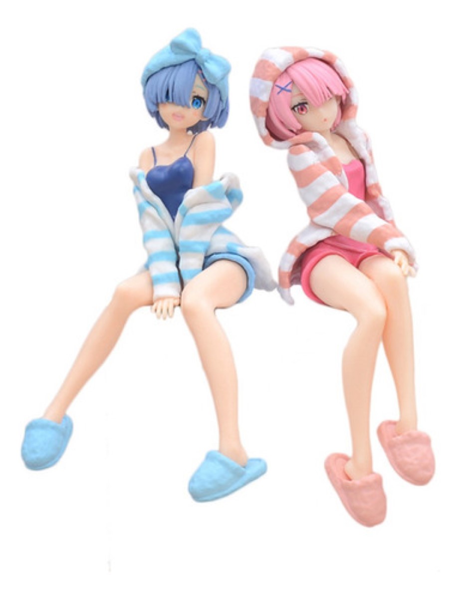 2 Figuras Rem Re Zero Ram Anime Juguetes Coleccion colores