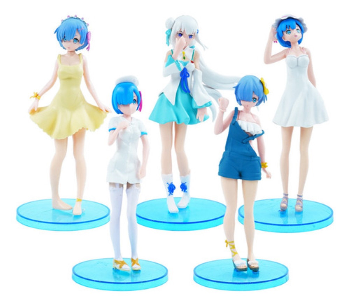 6 Figuras Re Zero Rem Emilia Anime Juguetes Coleccionables colores