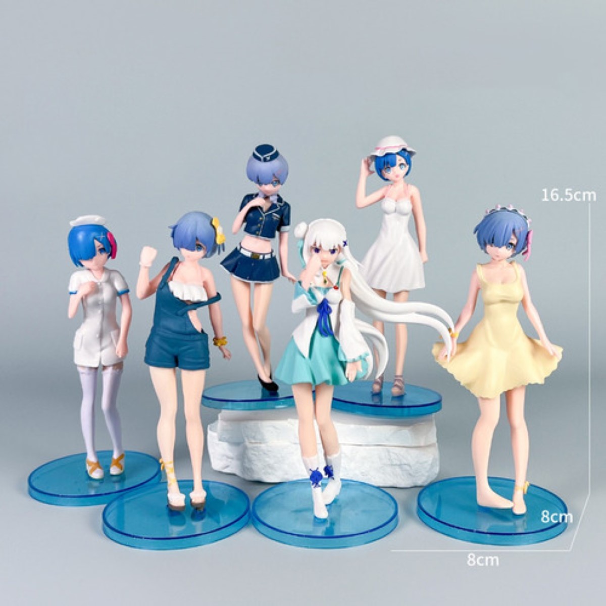 6 Figuras Re Zero Rem Emilia Anime Juguetes Coleccionables colores