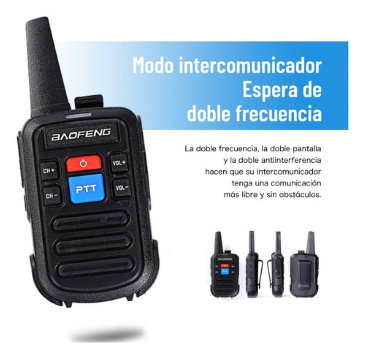 2 Radios Walkie Recargables Usb Baofeng Bf-c50 - 2 Piezas negro