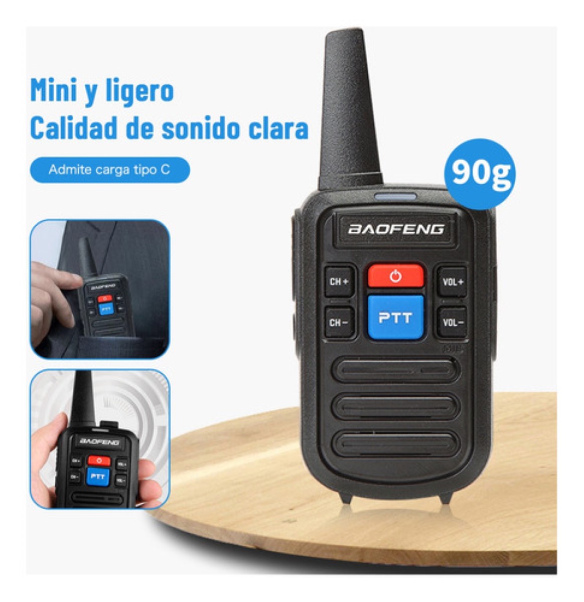 2 Radios Walkie Recargables Usb Baofeng Bf-c50 - 2 Piezas negro