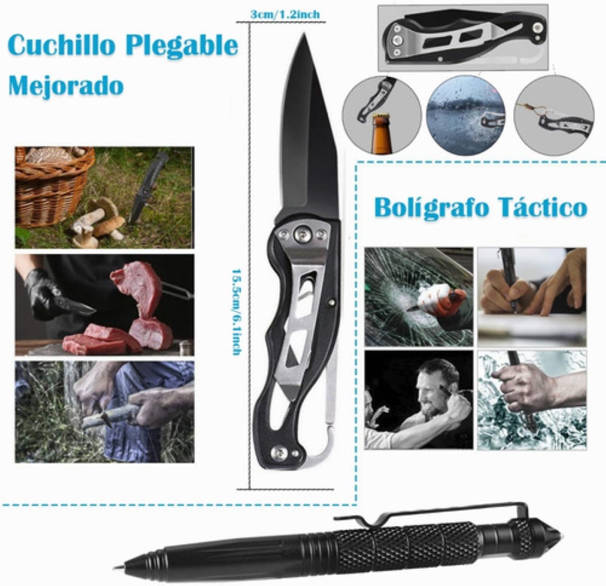 Kit De Supervivencia De Emergencia Para Camping Y Senderismo negro