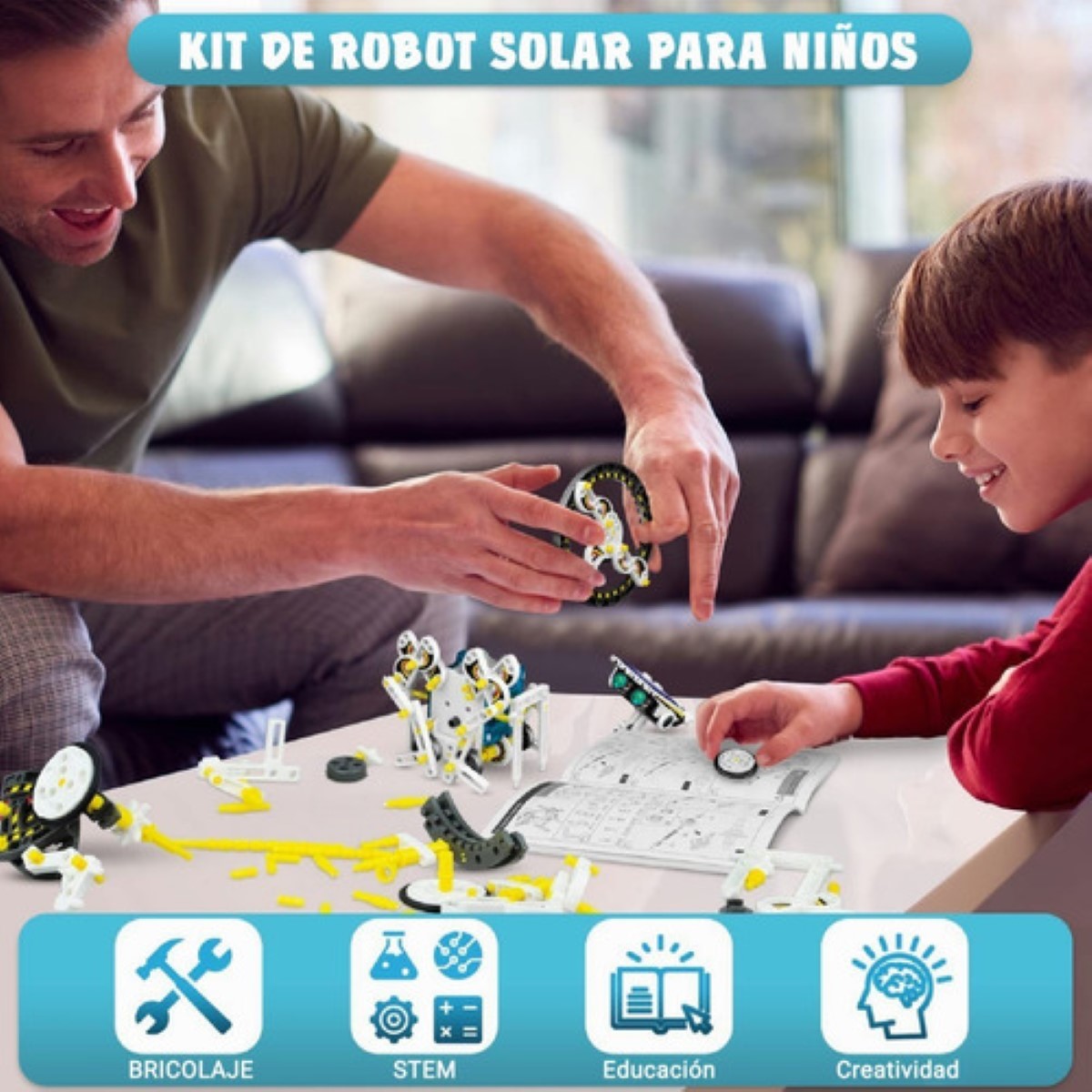 Juguete Educativo Robot Solar Regalo Para Niños 8 A 14 Años amarillo blanco azul
