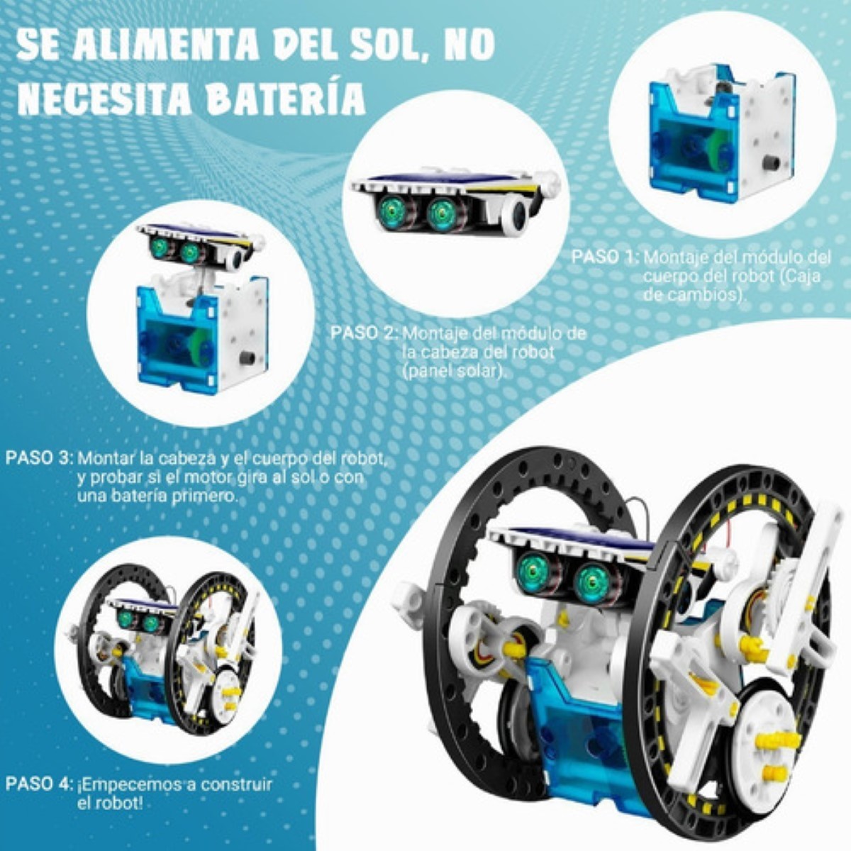 Juguete Educativo Robot Solar Regalo Para Niños 8 A 14 Años amarillo blanco azul
