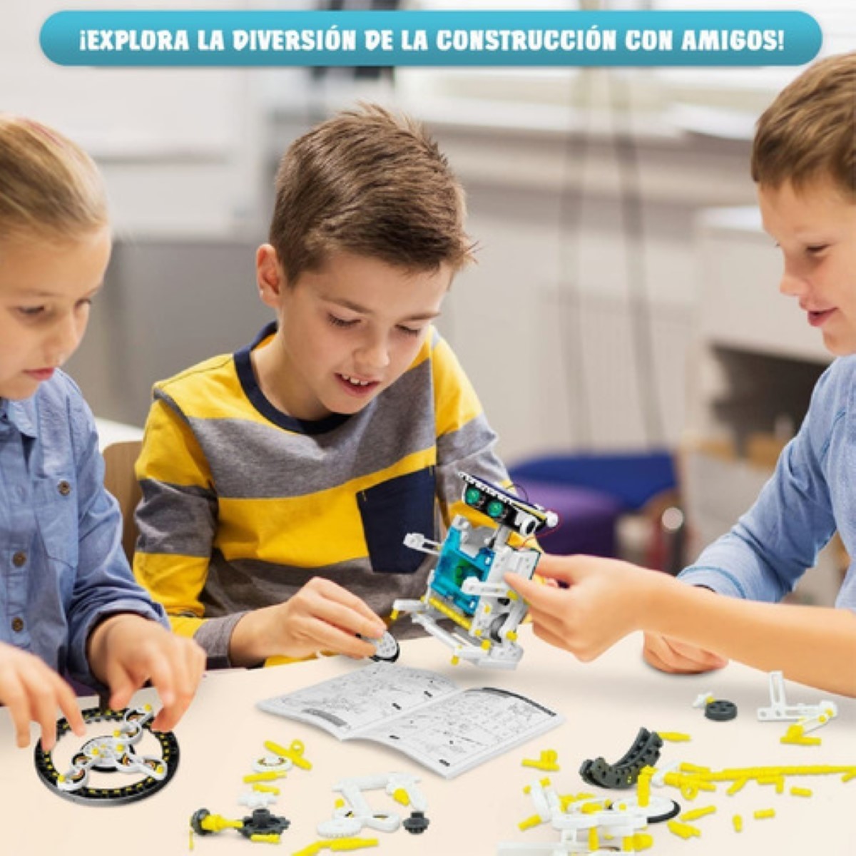 Juguete Educativo Robot Solar Regalo Para Niños 8 A 14 Años amarillo blanco azul