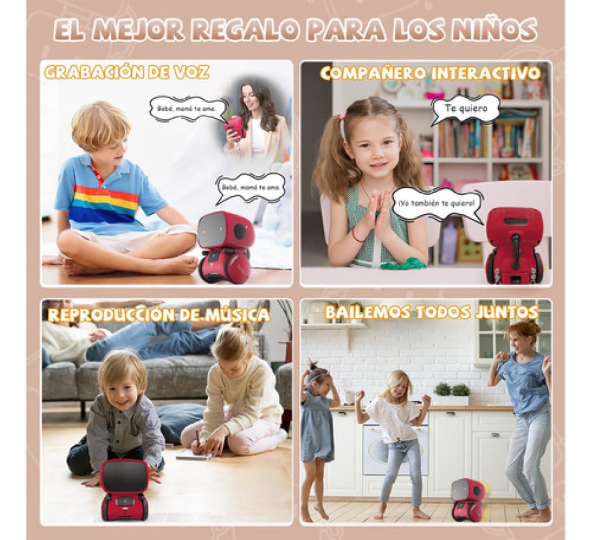 Robot Juguetes Inteligente Niños Control Táctil, Español rojo