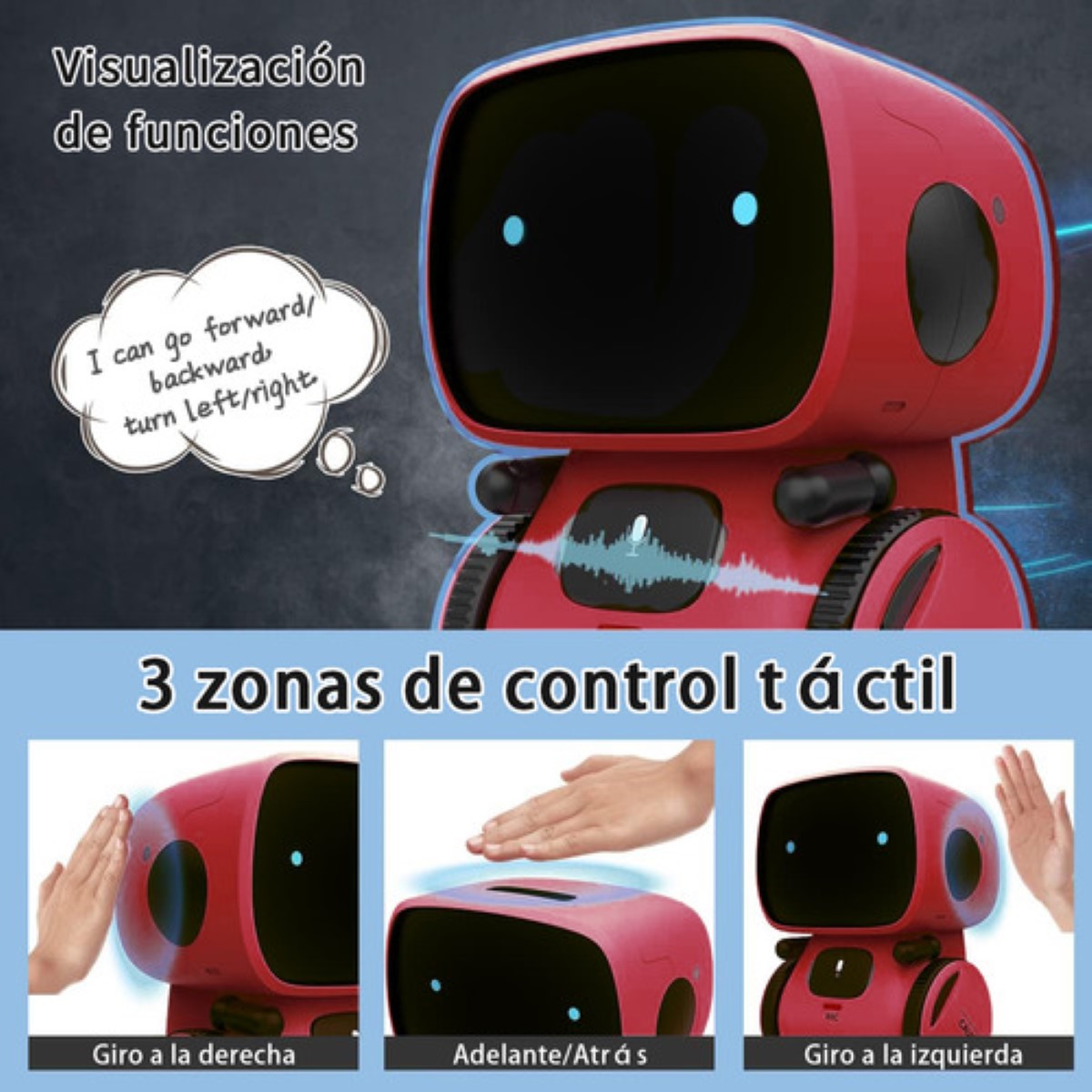Robot Juguetes Inteligente Niños Control Táctil, Español rojo