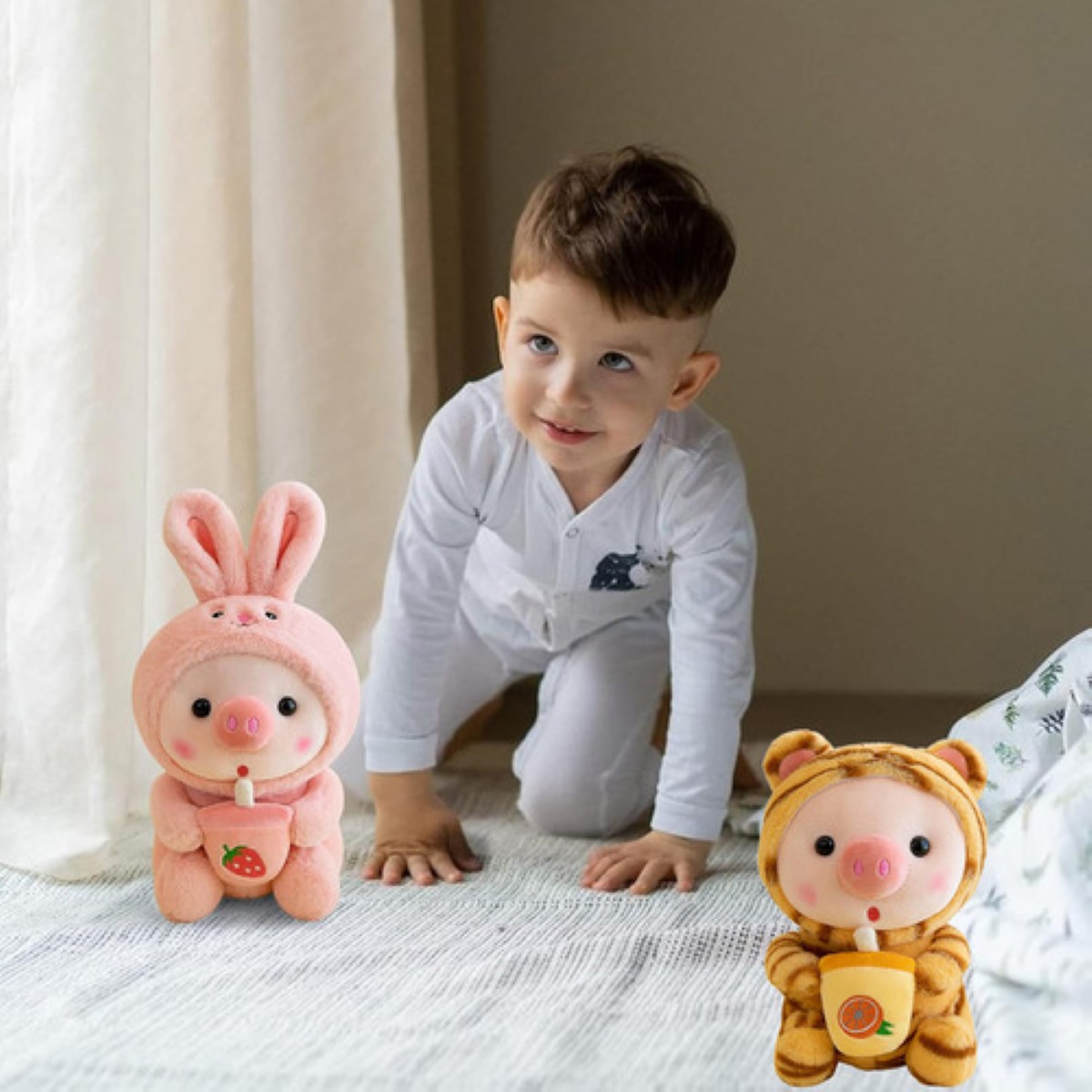 Muñeco de peluche para niños, 2 piezas de color, 2 unidades multicolor