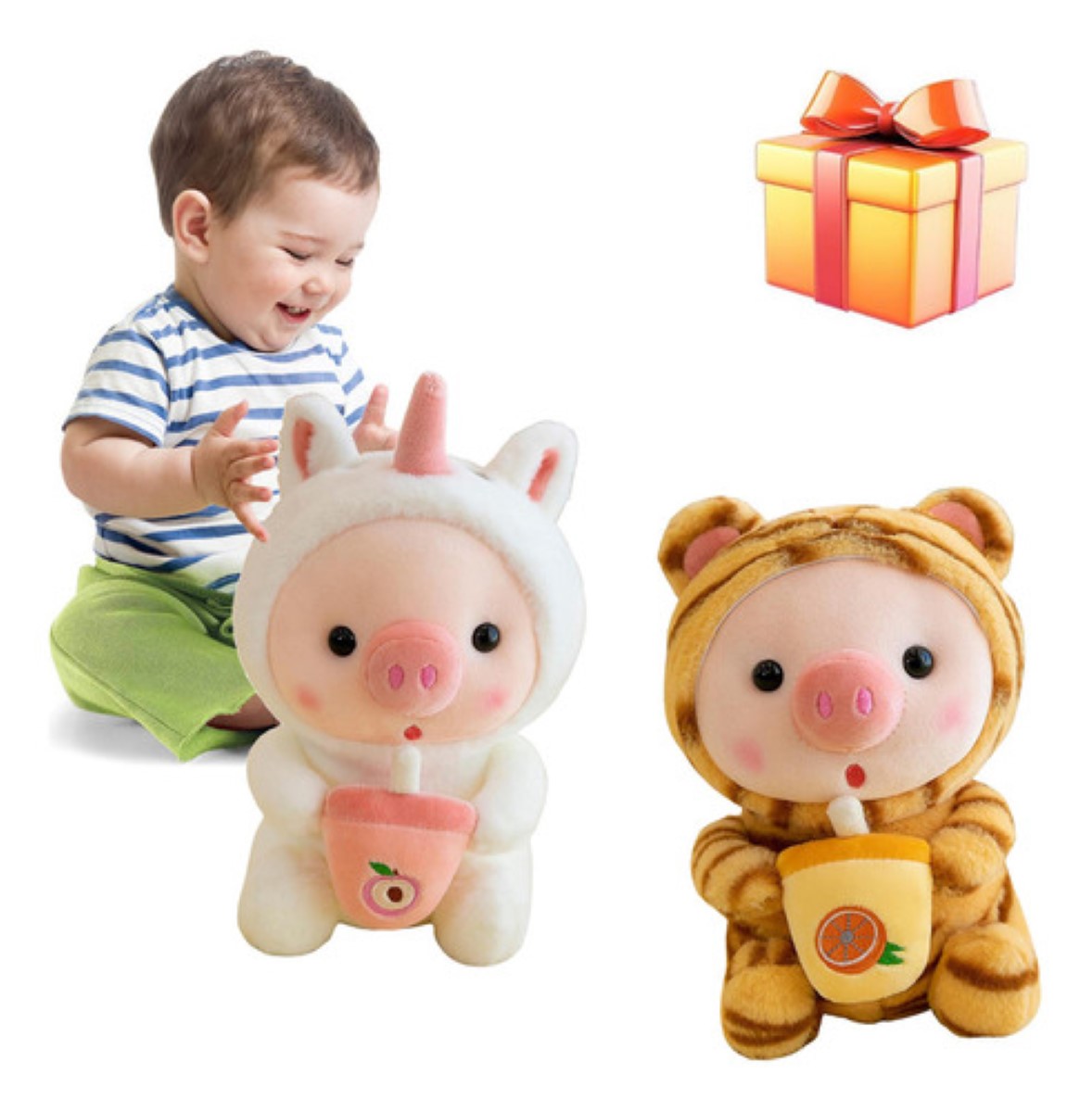 Muñeco de peluche para niños, 2 piezas de color, 2 unidades multicolor