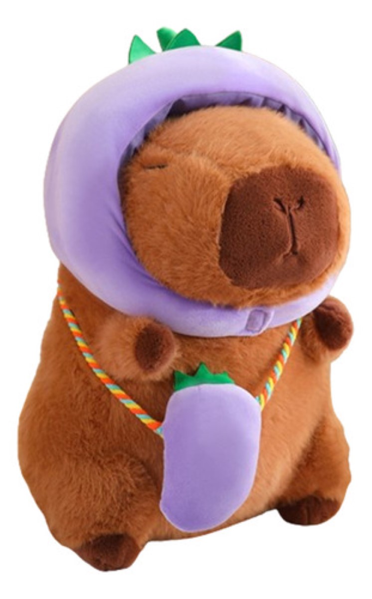Peluche Capibara, Animal Capybara Niños cafe bufanda morada