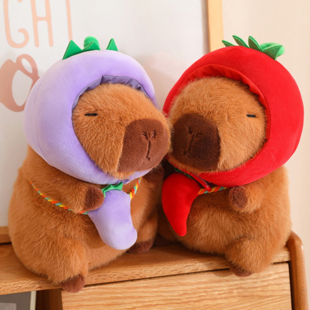 Peluche Capibara, Animal Capybara Niños cafe bufanda morada