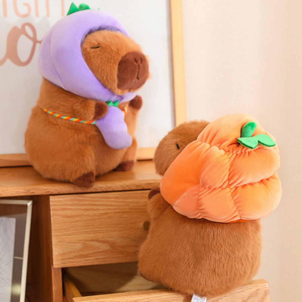 Peluche Capibara, Animal Capybara Niños cafe bufanda morada