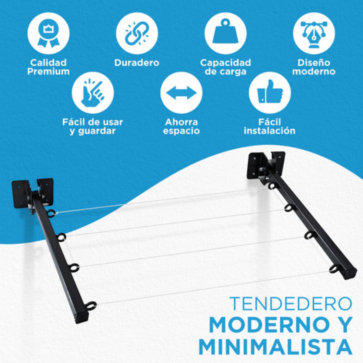 Tendederos Plegables Retractil Ropa Plegable Reforzado Metal blanco