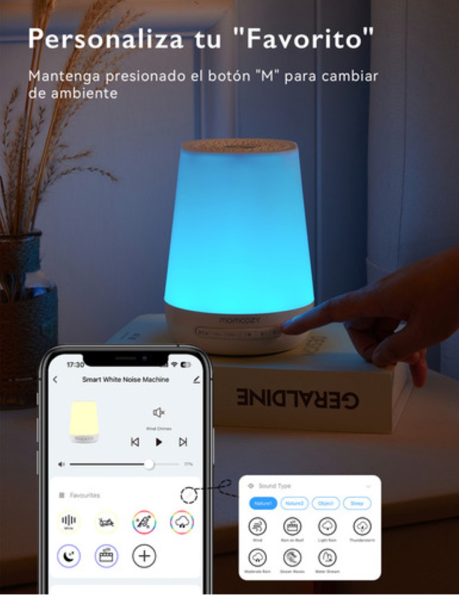 Máquina De Ruido Blanca Para Dormir con Control App y Luz Nocturna blanco