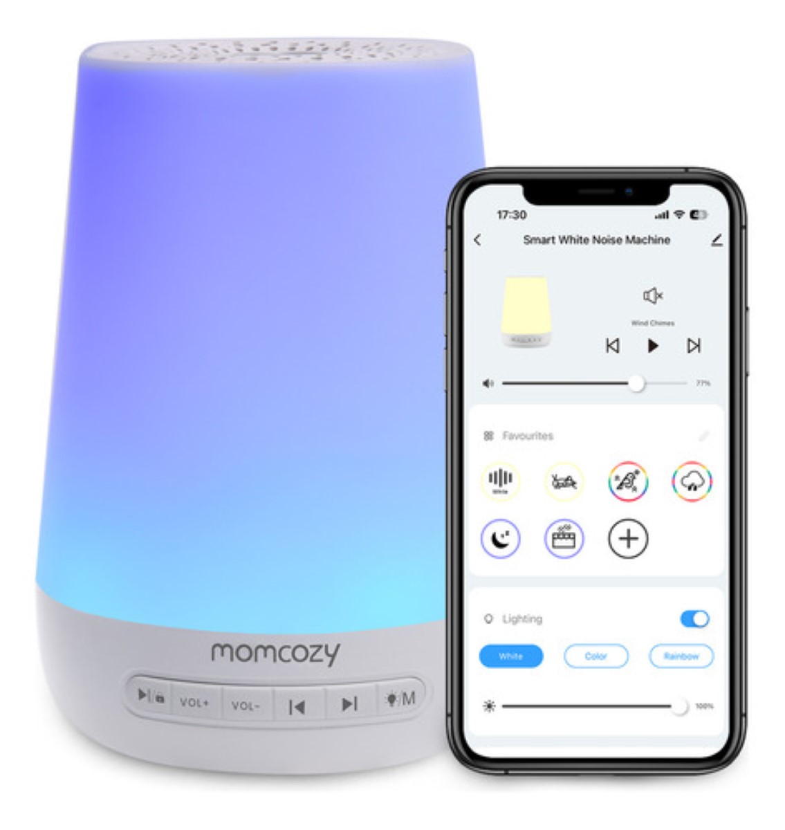 Máquina De Ruido Blanca Para Dormir con Control App y Luz Nocturna blanco