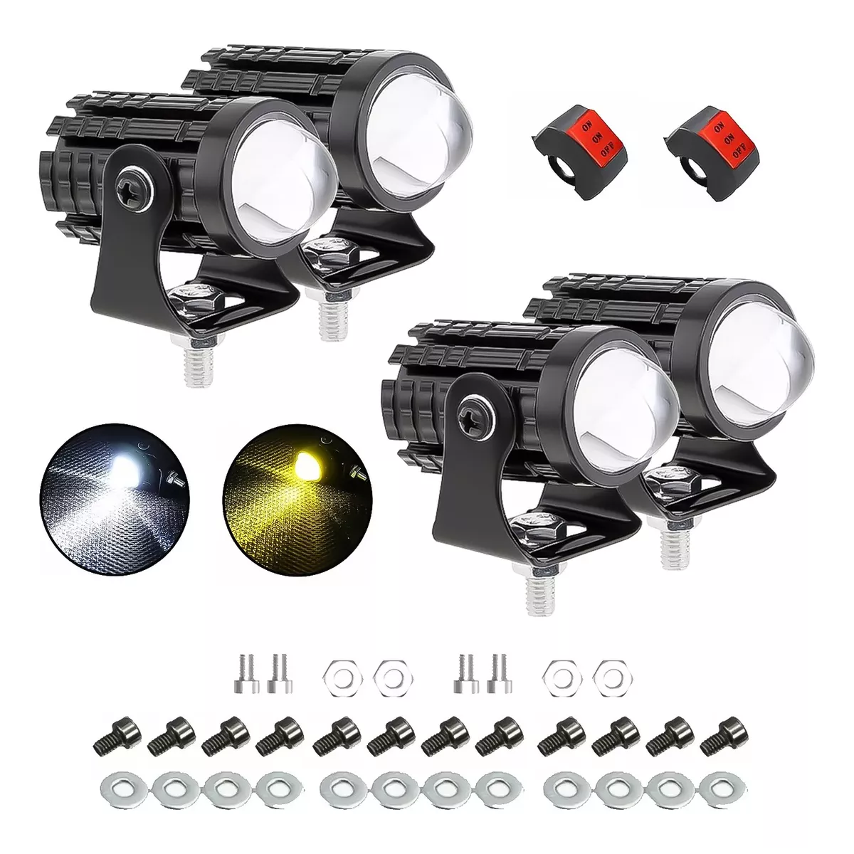 2 Par Faros Luces Led Para Motos Auto Doble Color Auxiliares