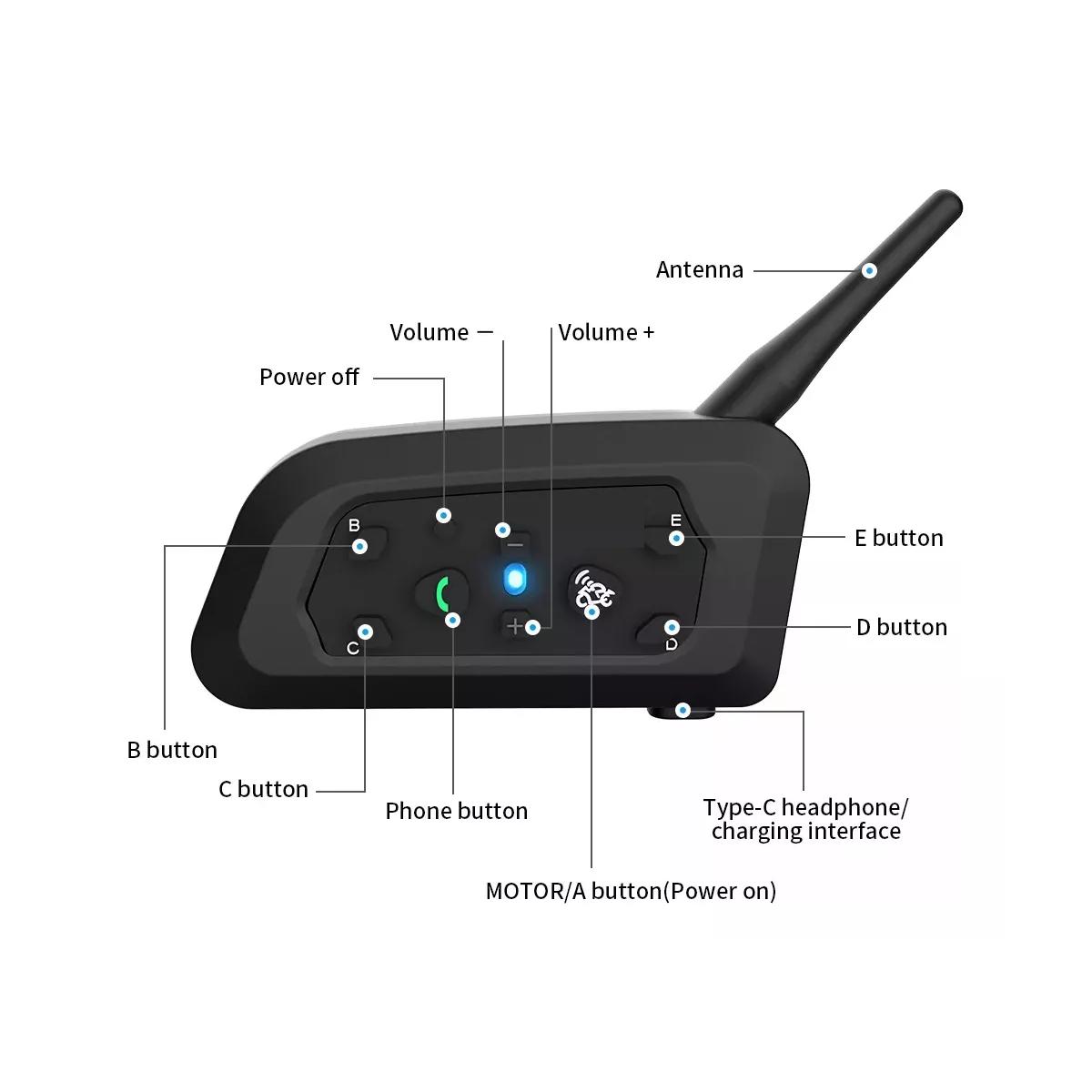 Par De Intercomunicadores Para Cascos De Moto Ejeas V6 Pro Con Bluetooth Negro
