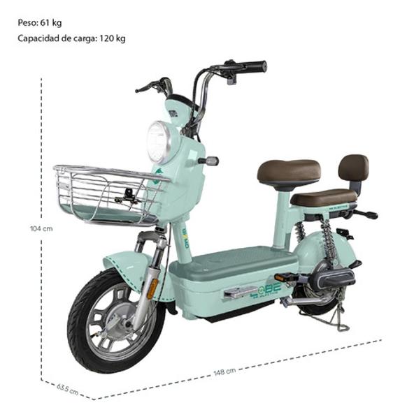 Bicleta Electrica Bicimoto 400w 48v 31km/h Luces Full Led Menta BIZMO