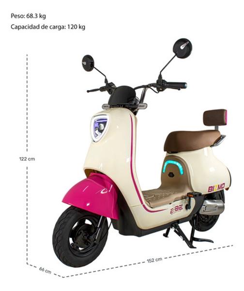 Bicleta Bicimoto Electrica 500w 48v 35km/h Luces Full Led Rosa BIZMO