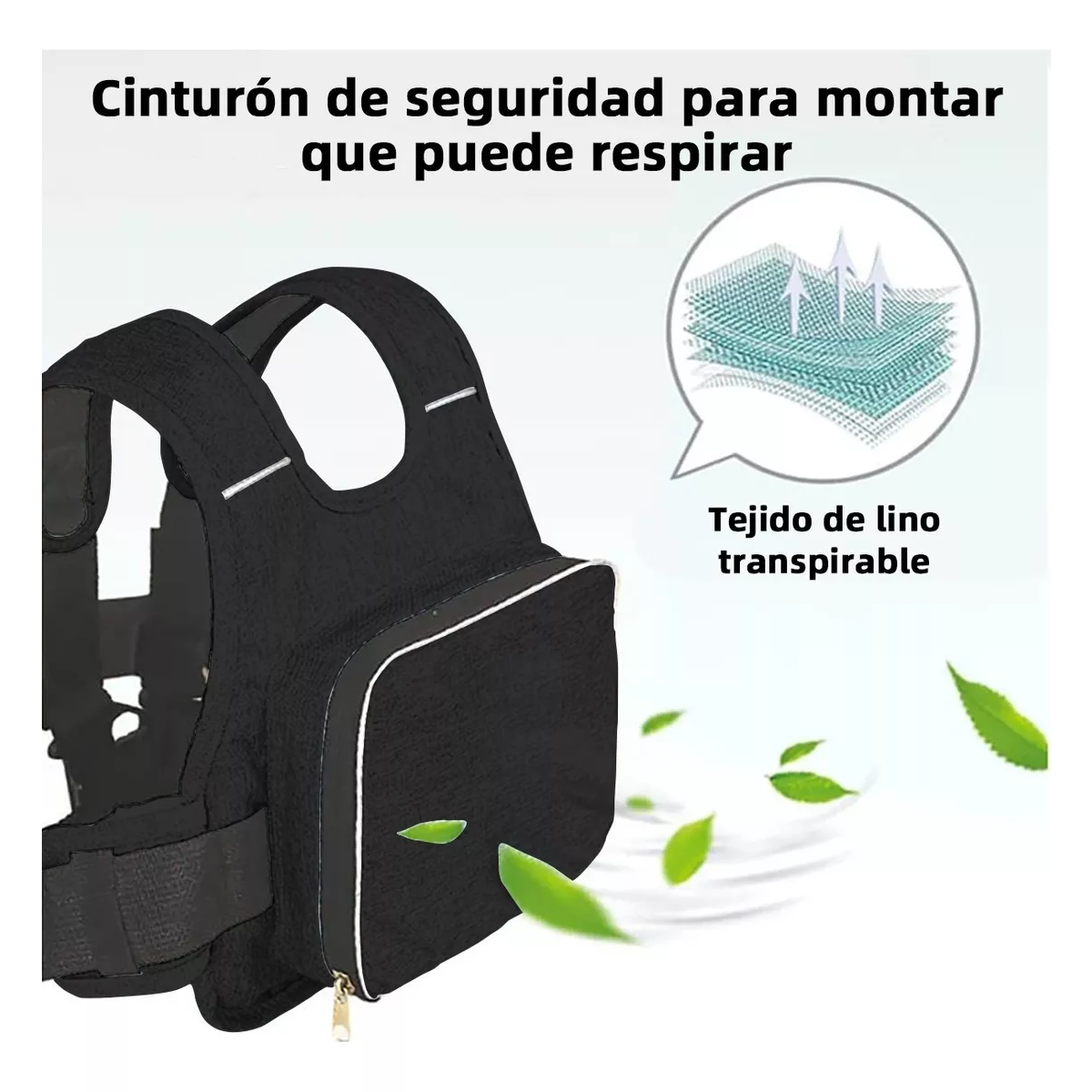 Cinturón De Seguridad De Moto Bici Con Arnés Para Niño Negro