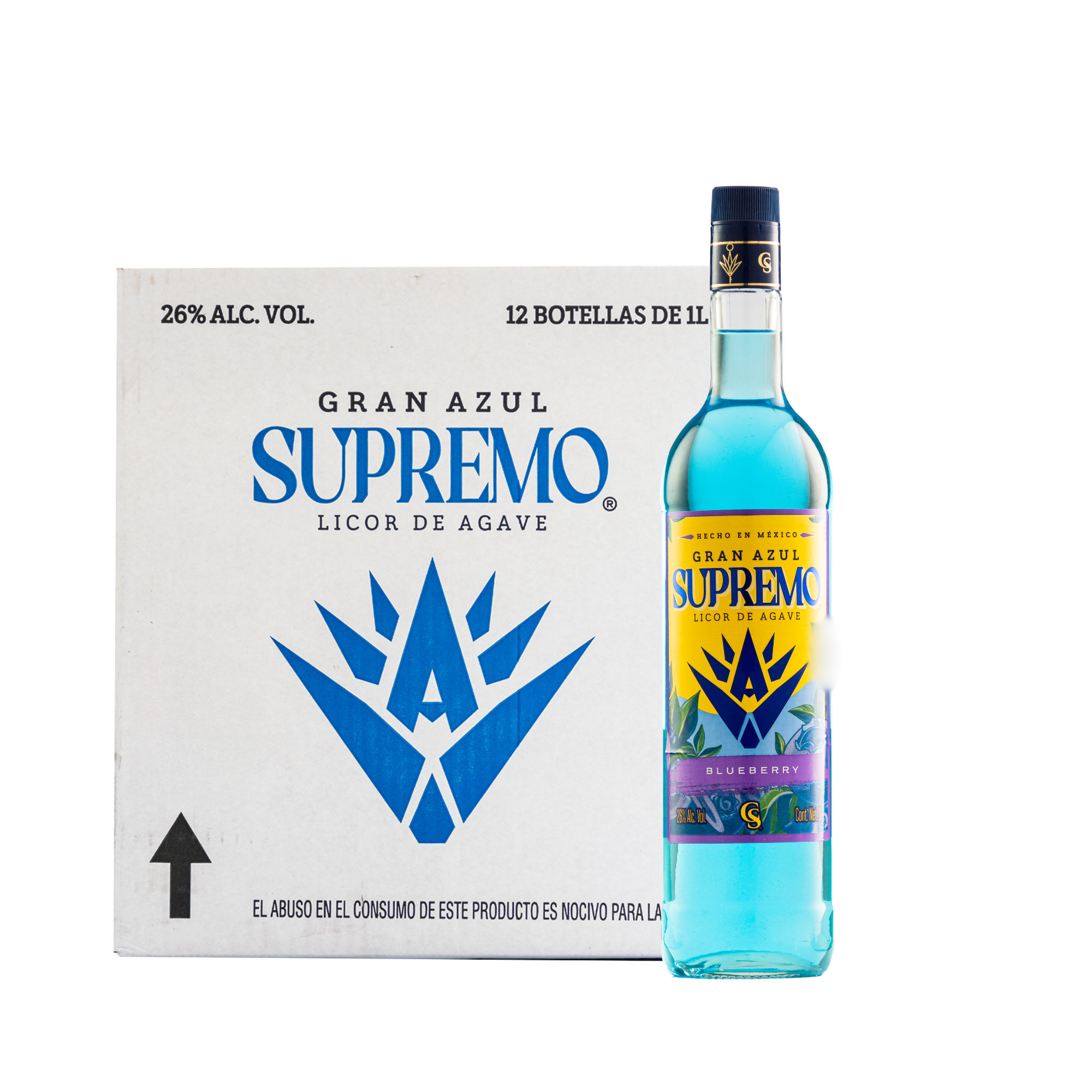 Caja Licor De Agave Gran Azul Supremo Blueberry 1000 Ml