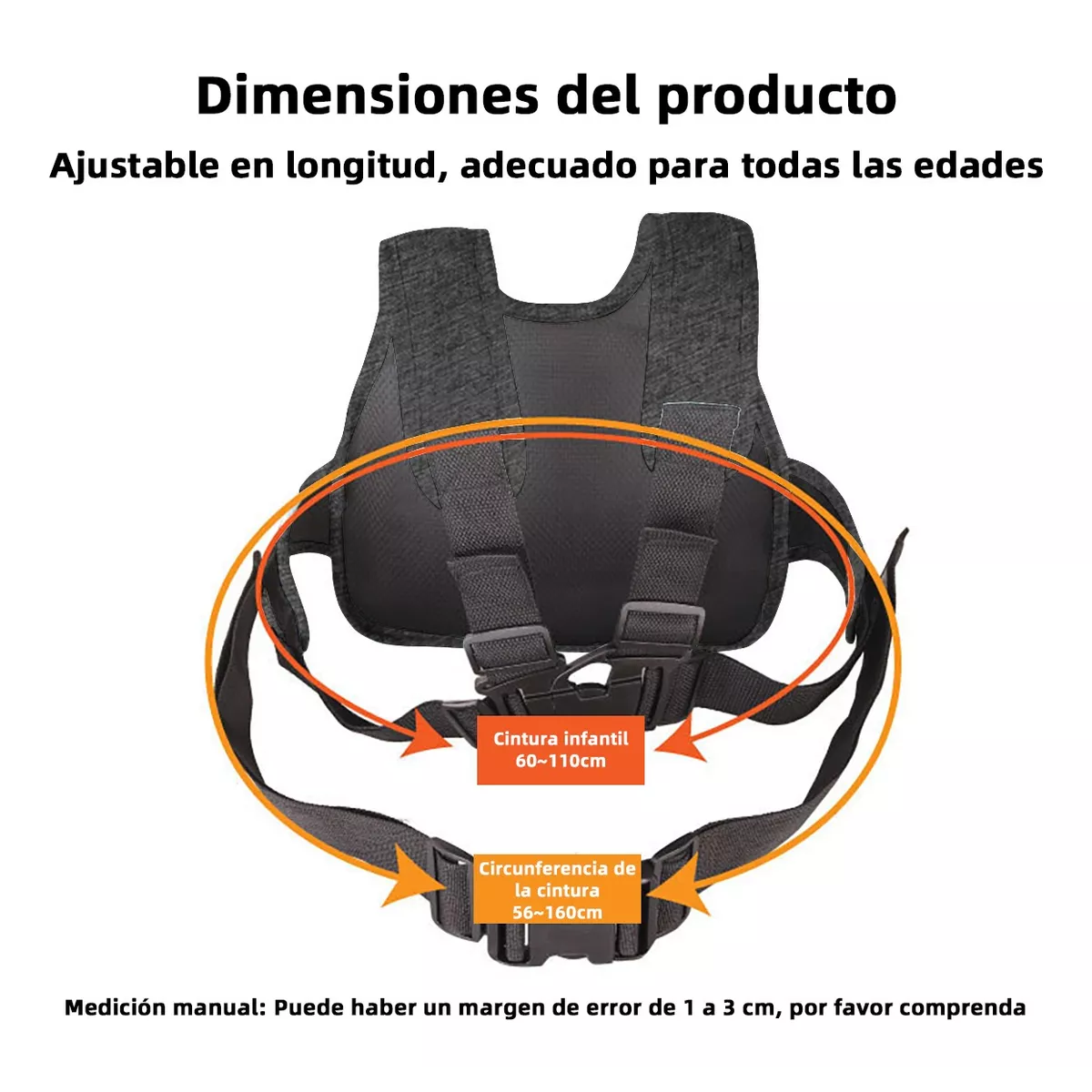 Cinturón De Seguridad De Moto Bici Con Arnés Para Niño Negro