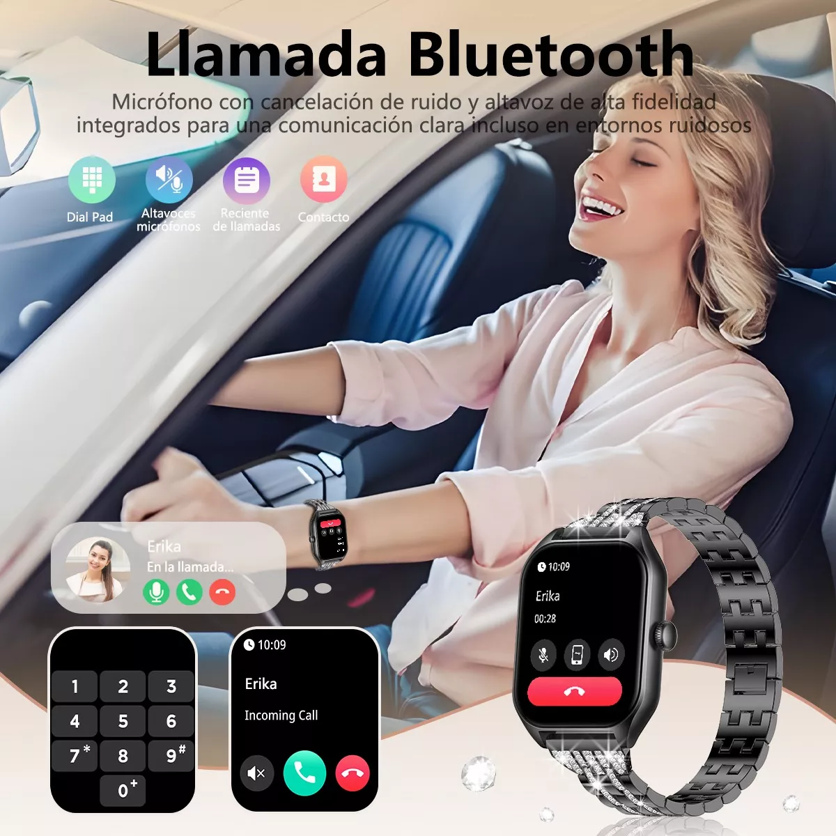 Reloj Smartwatch 1.85 Mujer Relojes Inteligentes Smart Watch Negro