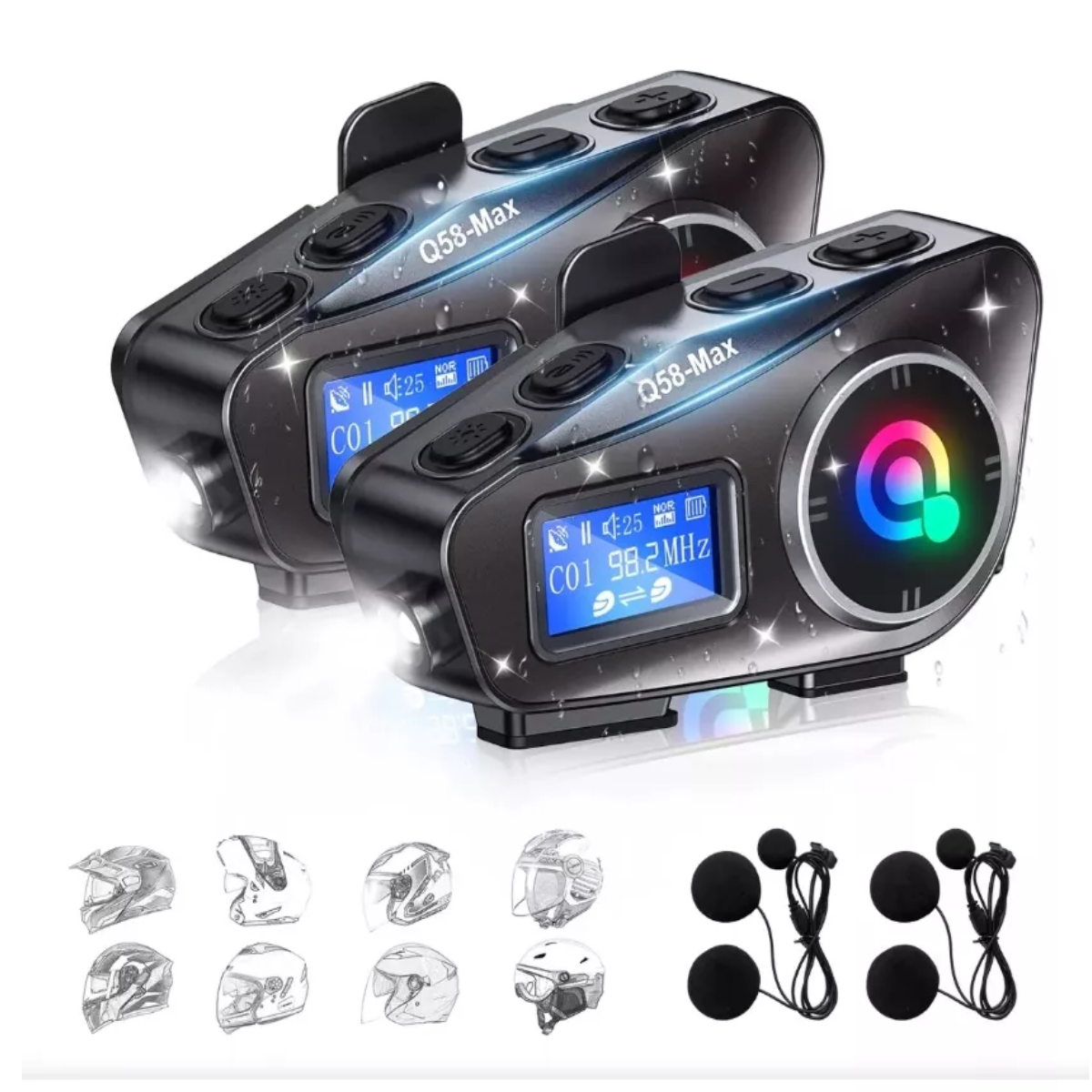 ntercomunicador de audio para moto Q58-max 2 piezas