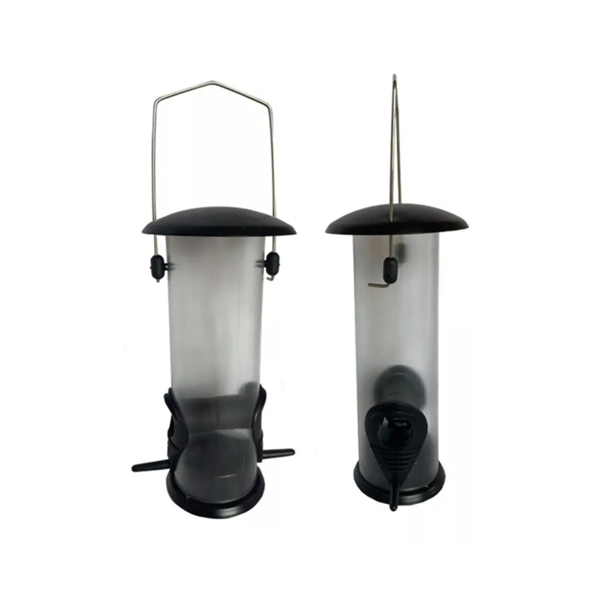 Bebedero Y Comedero Solar Para Pájaros Con Luces Plegable Color Negro