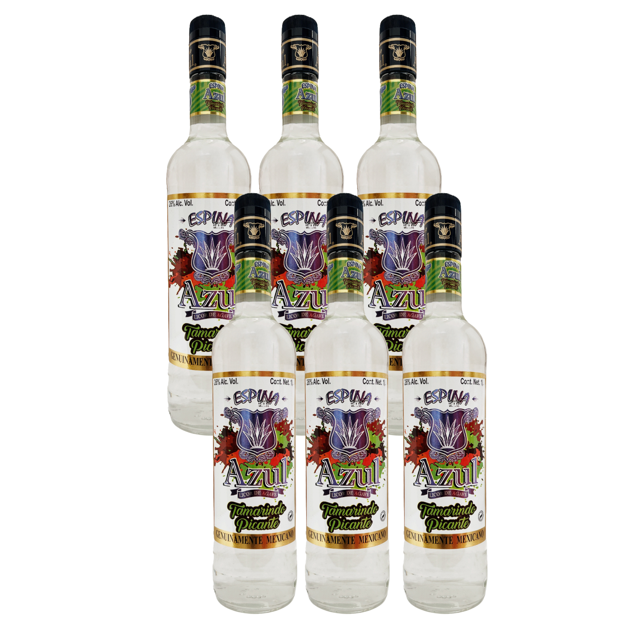 Six Licor de Agave Espina Azul Tamarindo Picante 1000 Ml