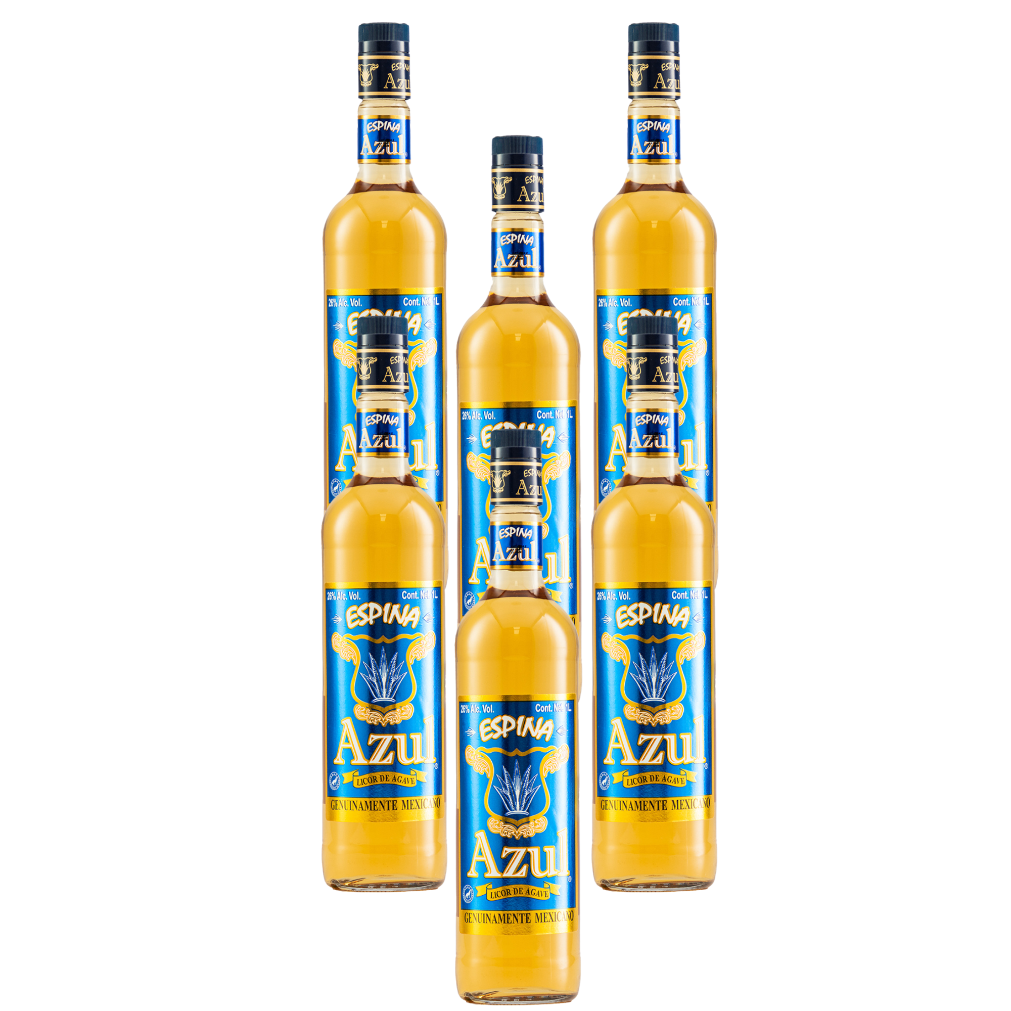 Six Pack Licor de Agave Espina Azul Oro 1000 Ml