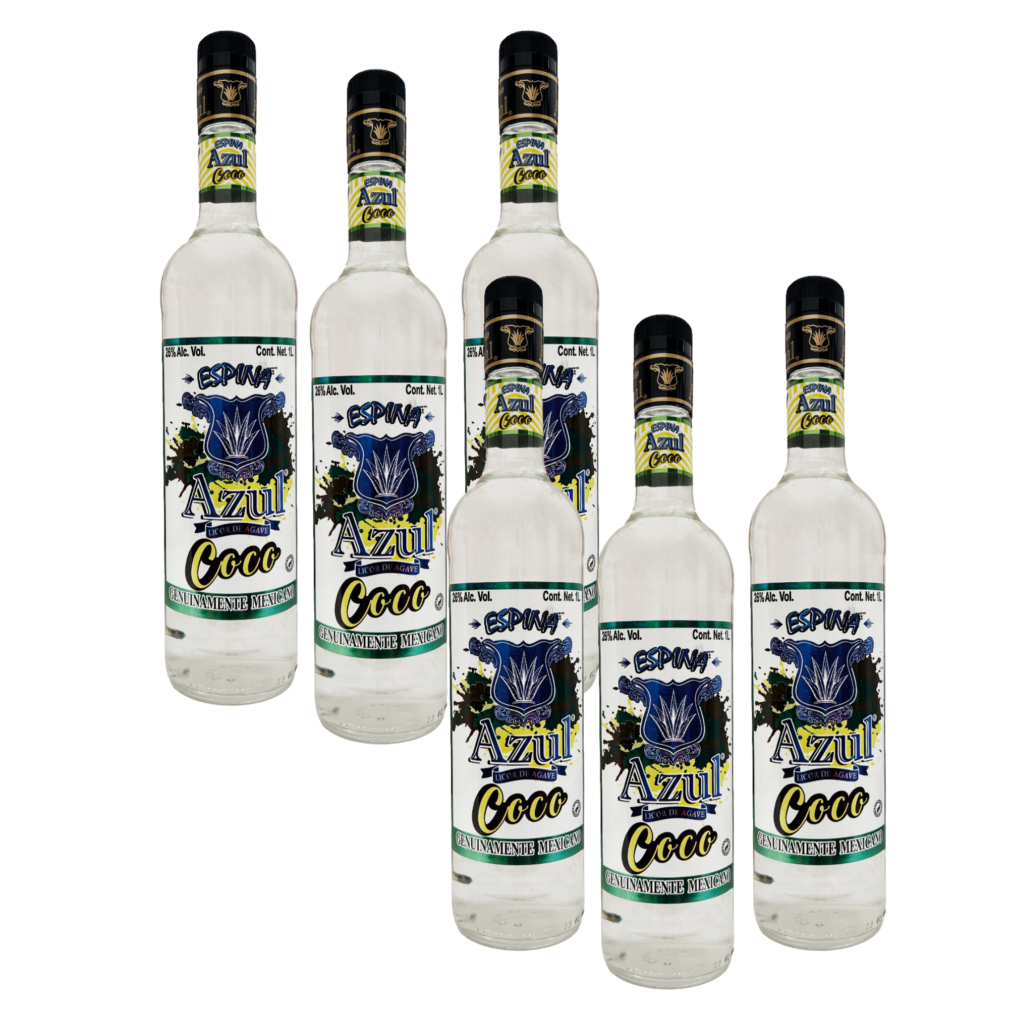 Six Pack Licor de Agave Espina Azul Coco 1000 Ml