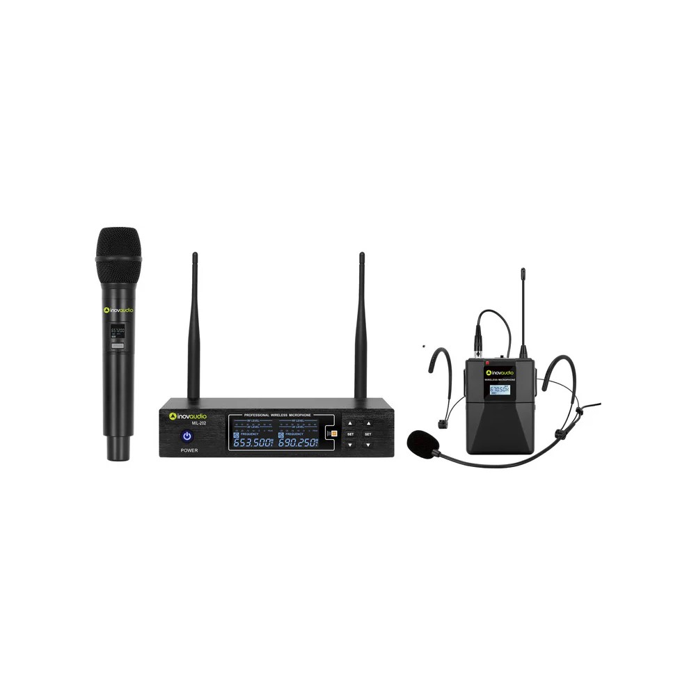 Sistema Inalámbrico INOVAUDIO MIL-202 Mic De Mano Y Diadema