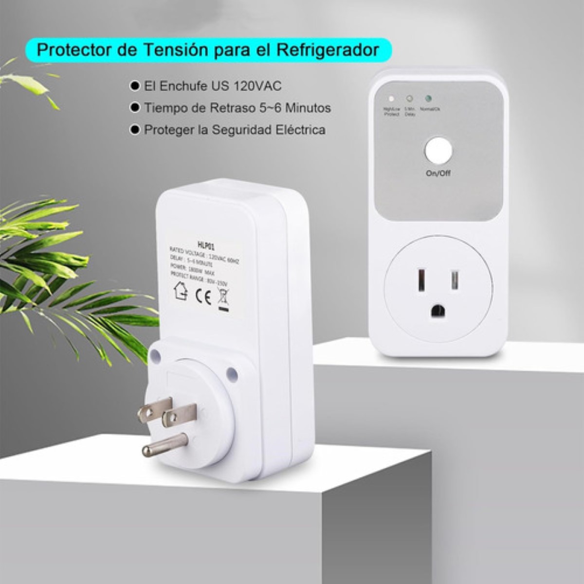 Protector Voltaje Refrigerador Lavadora Doméstico,2pcs blanco