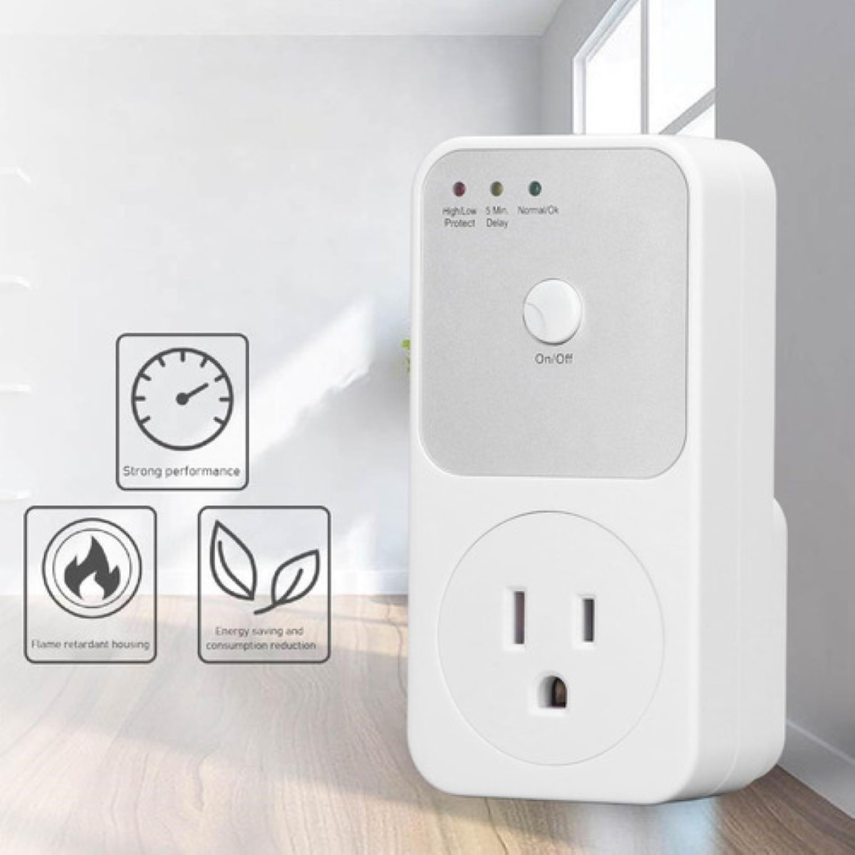 Protector Voltaje Refrigerador Lavadora Doméstico,2pcs blanco