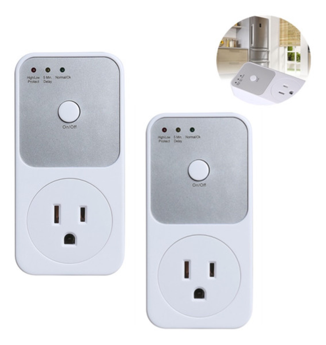 Protector Voltaje Refrigerador Lavadora Doméstico,2pcs blanco